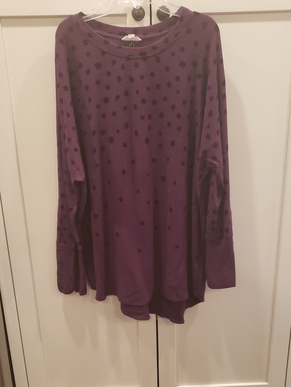 Westbound Purple Long Sleeve Polka Dot Knit Top